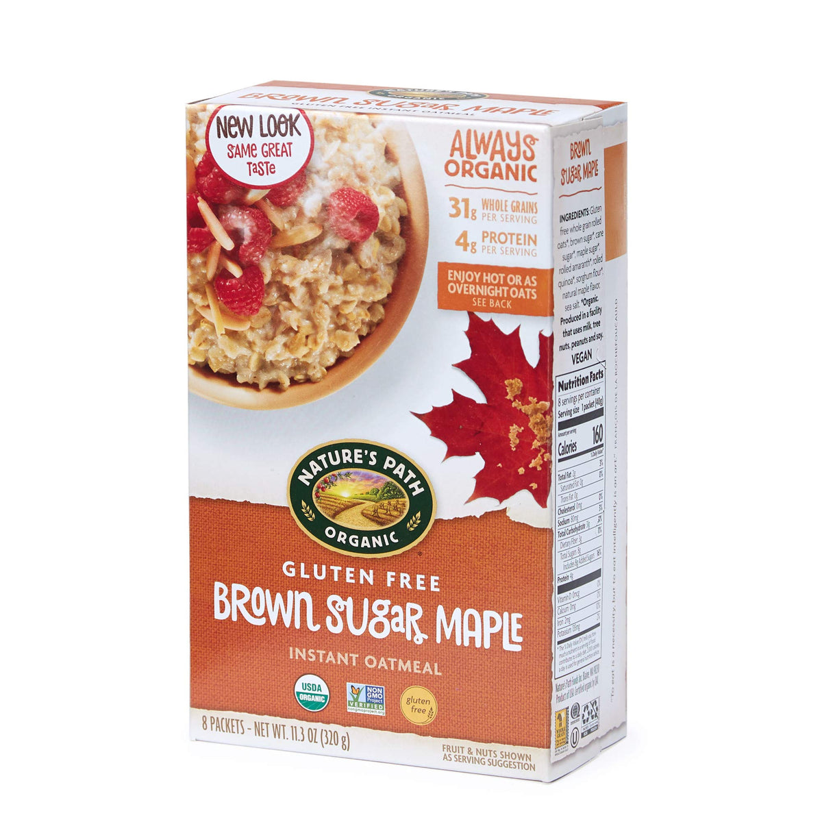 Organic Gluten Free Brown Sugar Maple Instant Oatmeal 32 Packet X931
