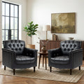 Black Faux Leather Accent Chairs Set of 2 Y1553