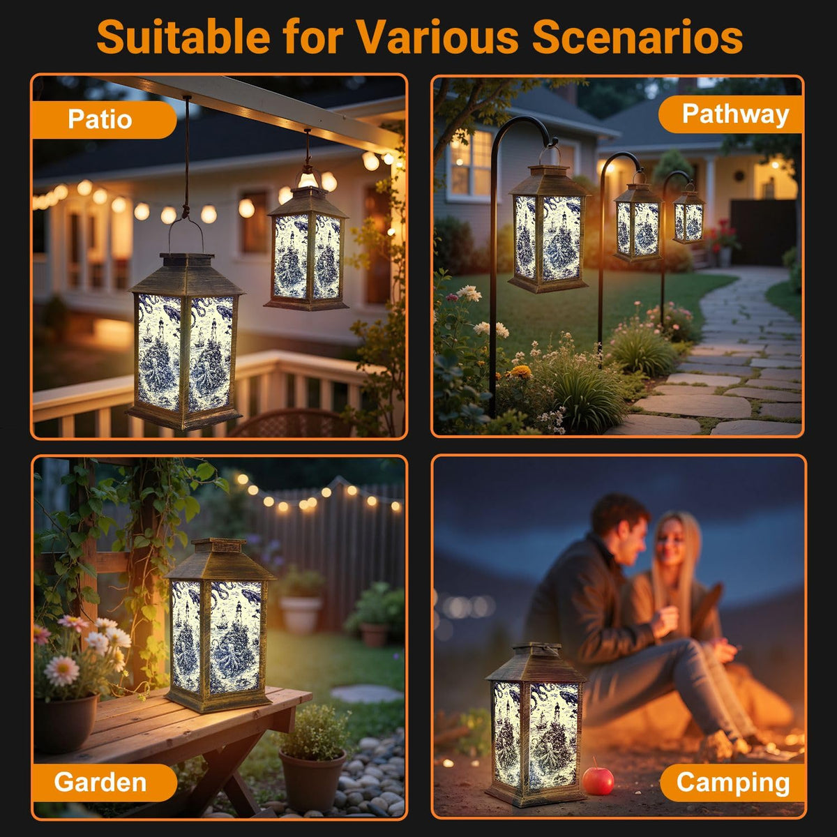 Blue Waterproof Solar Lantern W2759