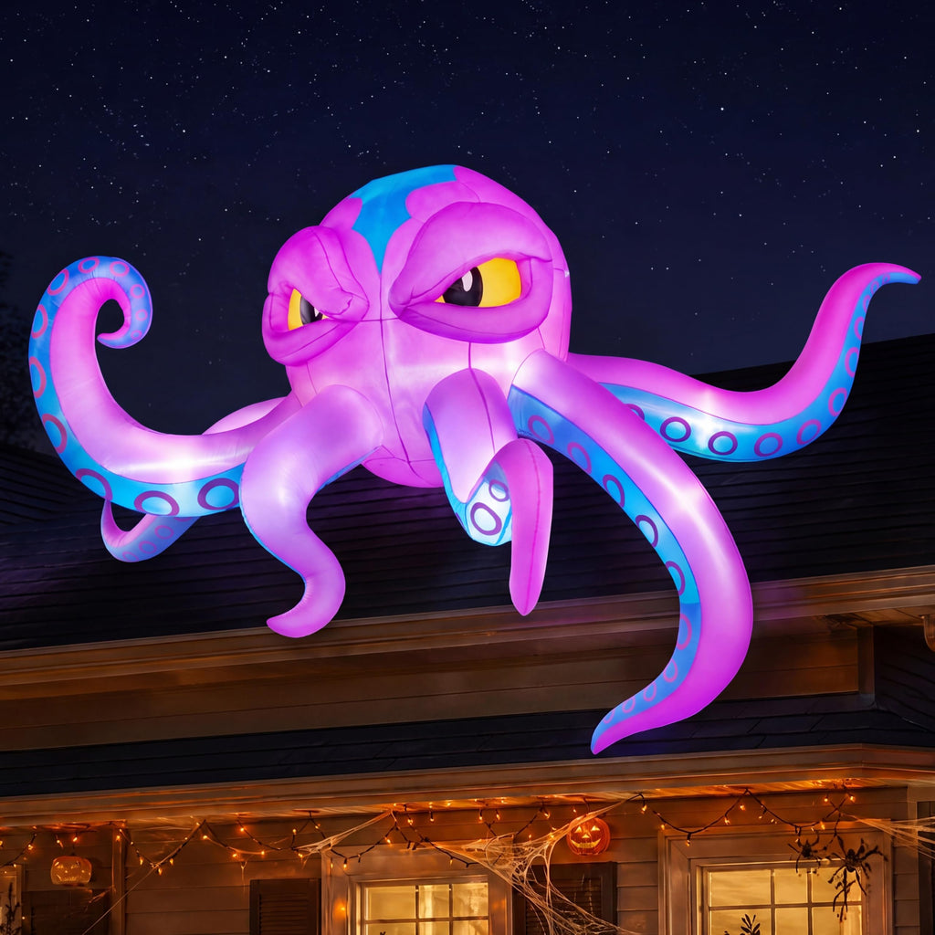 10FT Inflatable Octopus Decoration with Built-in LED Lights X6854