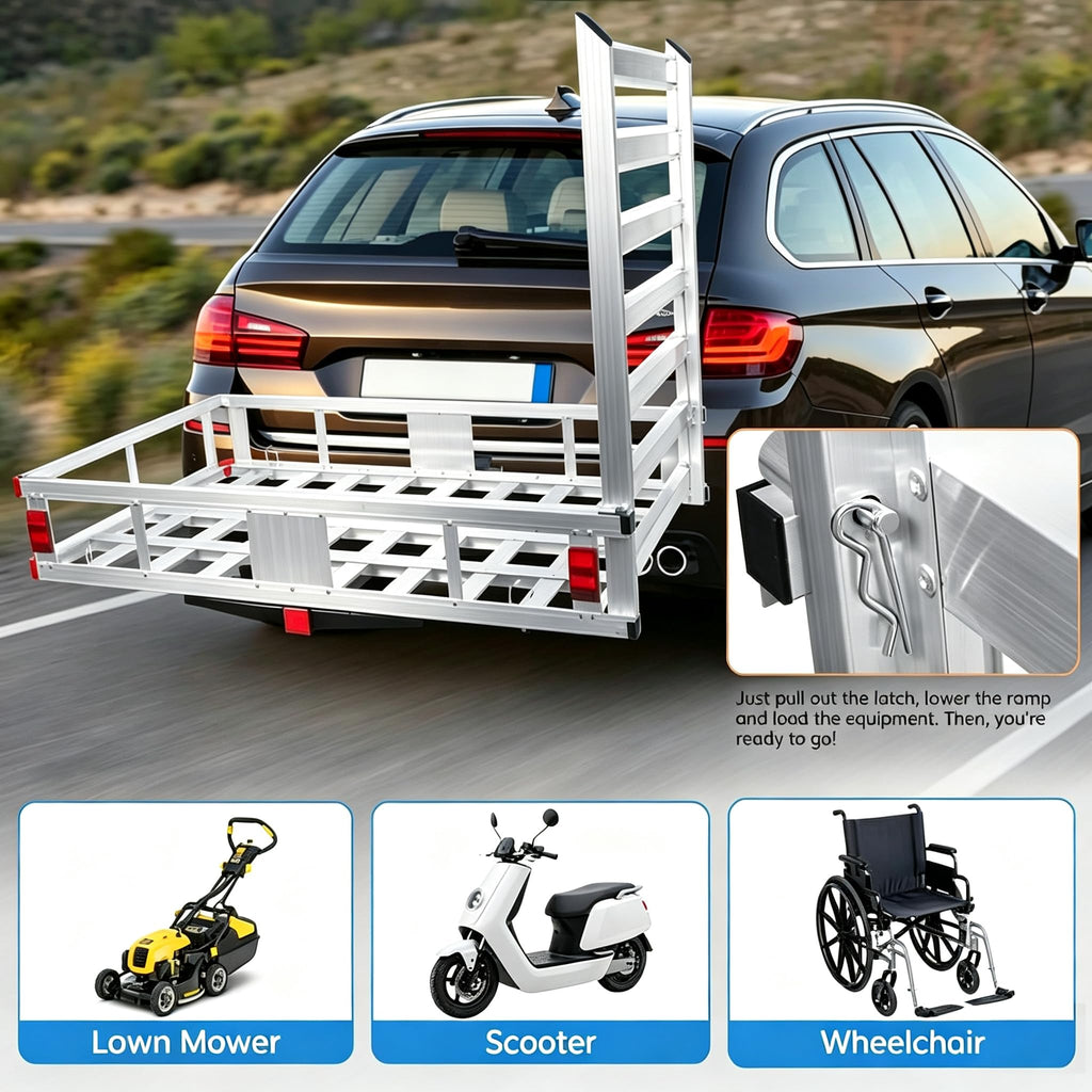 Hitch Cargo Carrier with Ramp, 500 lbs Capacity Q30330