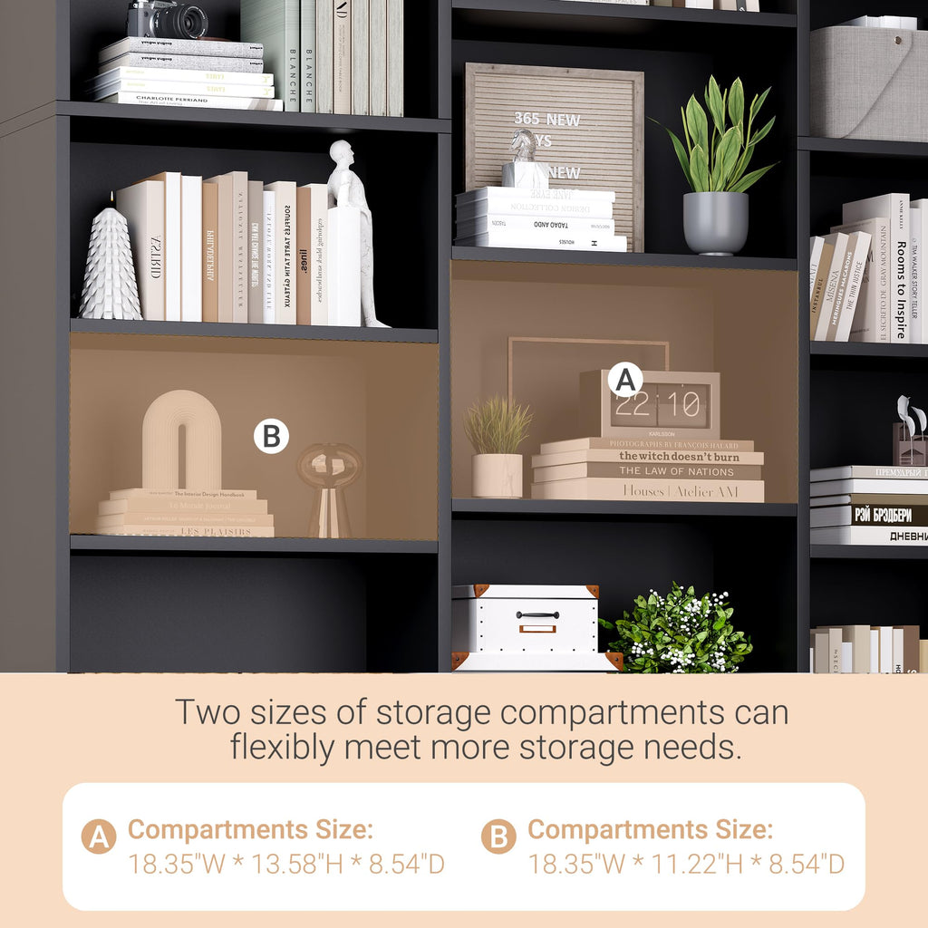 Black 6 Tier 17 Shelf Bookshelf Z9434