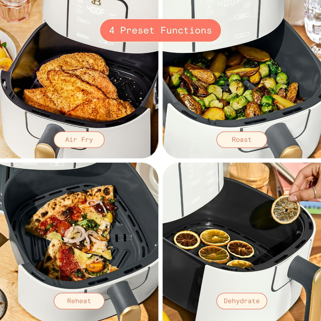 6 Quart Air Fryer with Touch-Activated Display, 4-in-1 Countertop Air Fryer 1750W, Nonstick Dishwasher Safe, White Icing Q751320