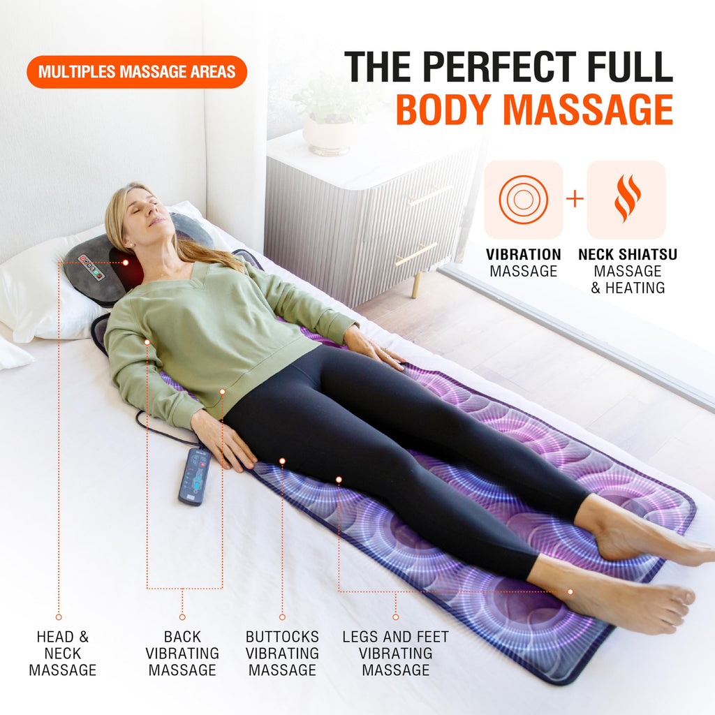 Vibrating Full Body Massage Mat with Heat and Detachable Pillow M83142