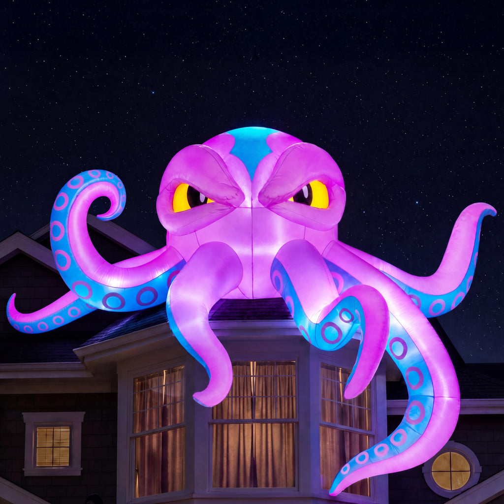 10FT Inflatable Octopus Decoration with Built-in LED Lights X6854