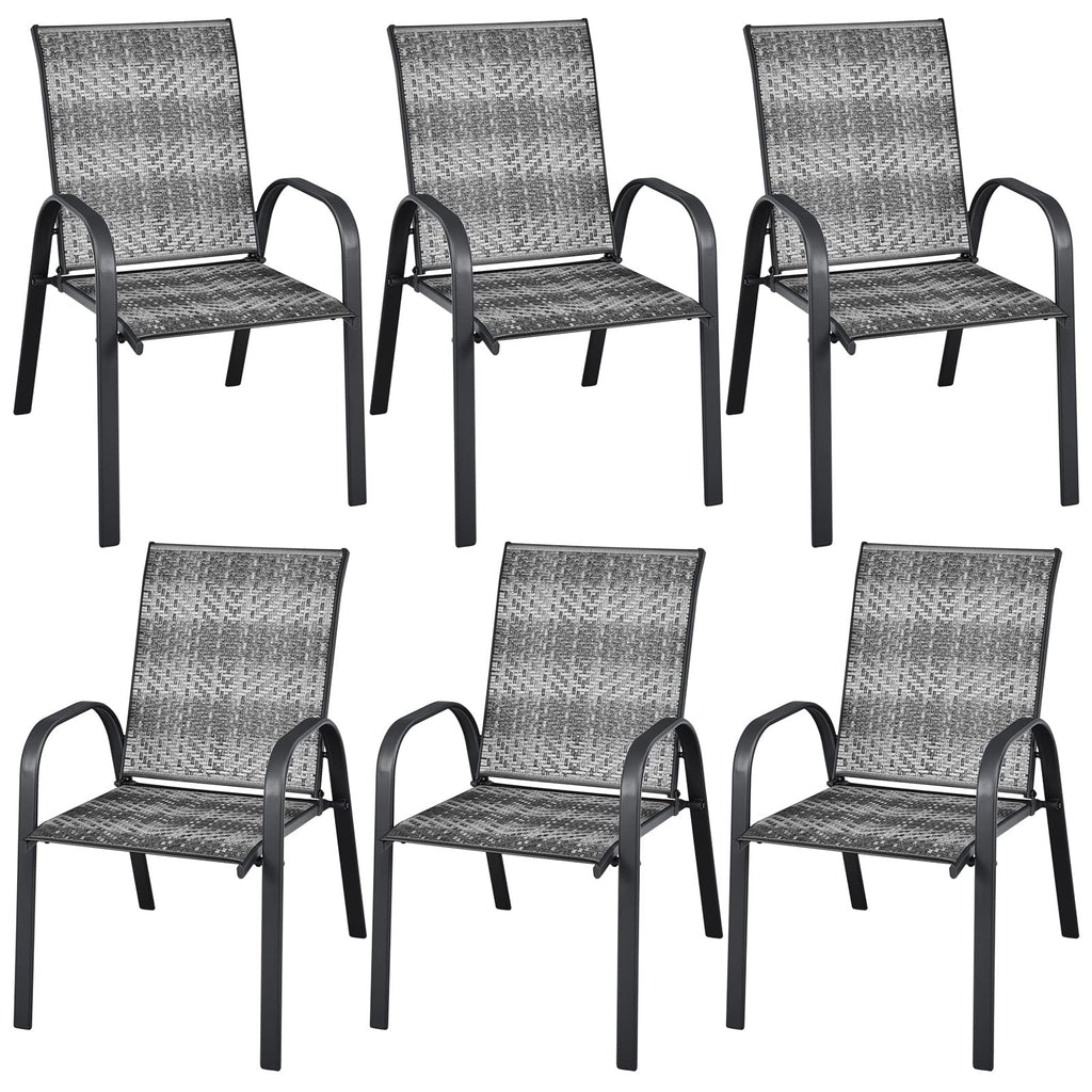 Stackable Wicker PE Rattan Patio Dining Chairs Set of 6 S93269