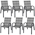 Stackable Wicker PE Rattan Patio Dining Chairs Set of 6 S93269