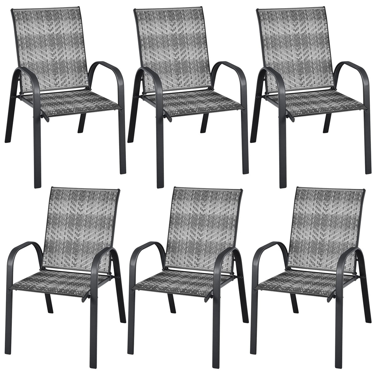 Stackable Wicker PE Rattan Patio Dining Chairs Set of 6 S93269