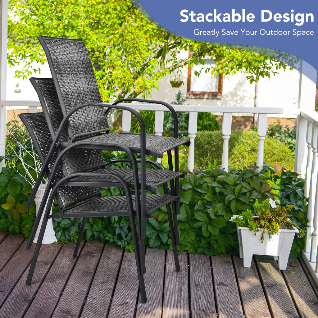 Stackable Wicker PE Rattan Patio Dining Chairs Set of 6 S93269
