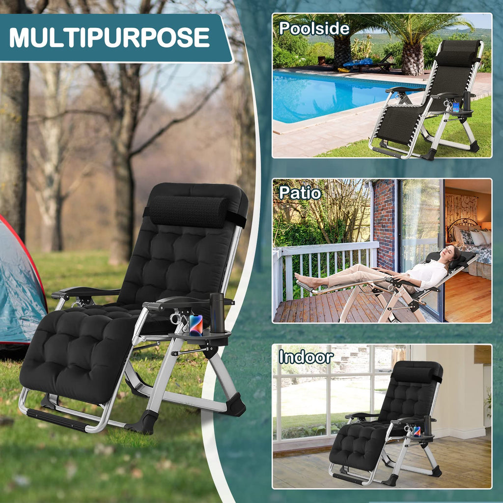 Zero Gravity Folding Outdoor Lounge Chair with Cup Holder A4609