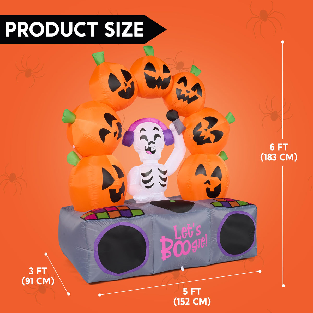 6 FT Inflatable Music Skeleton and Pumpkin with Colorful LEDs E159
