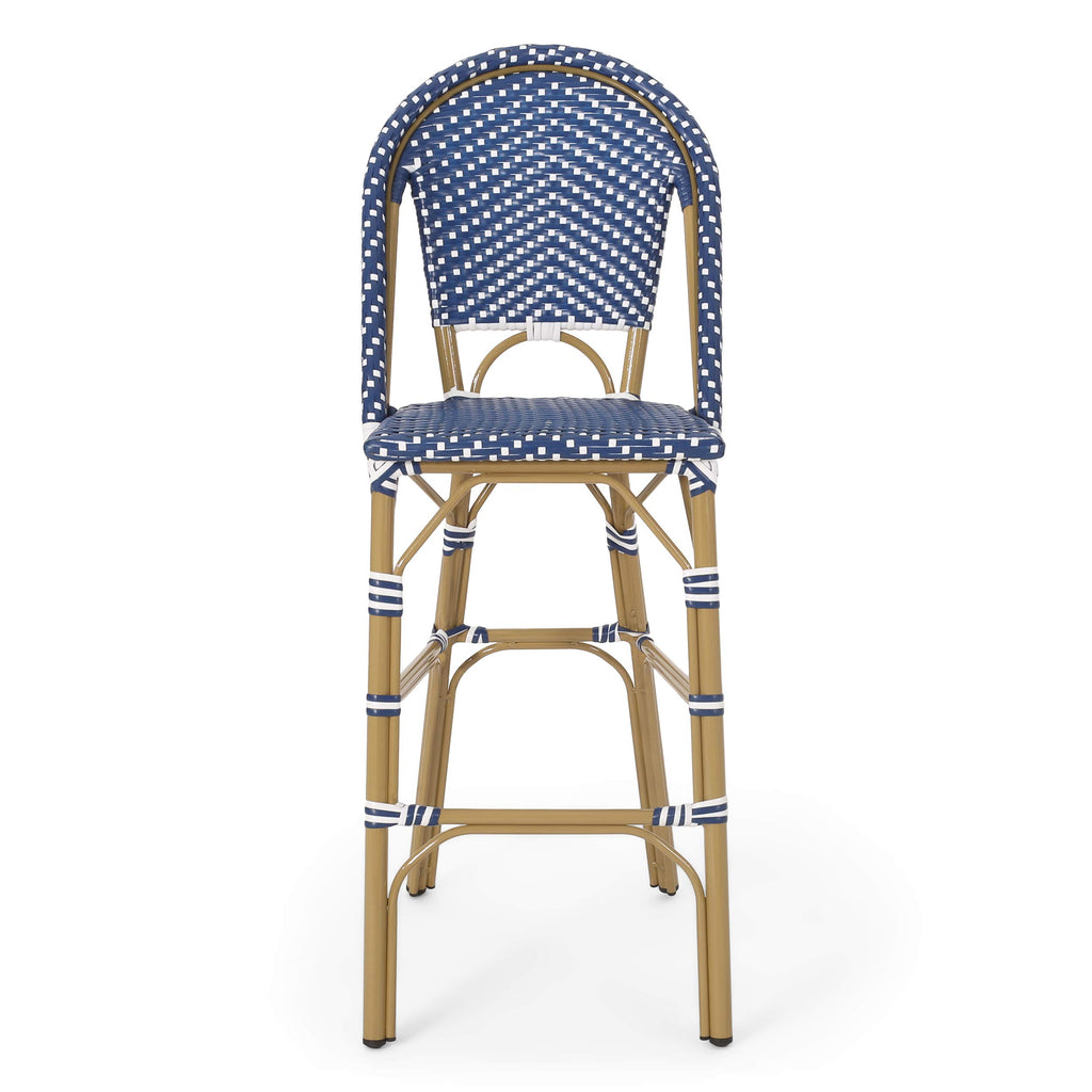Set of 2 Teal Blue White Bar Stool with Aluminum M6817