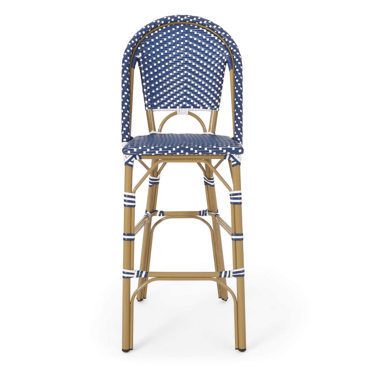 Set of 2 Teal Blue White Bar Stool with Aluminum M6817