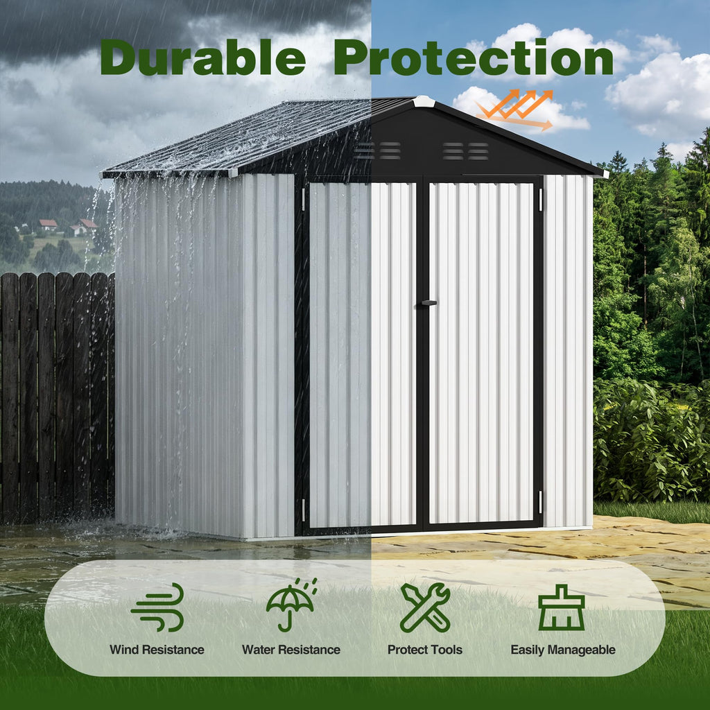 6 x 4 FT Waterproof Metal Outdoor Storage Shed V1695