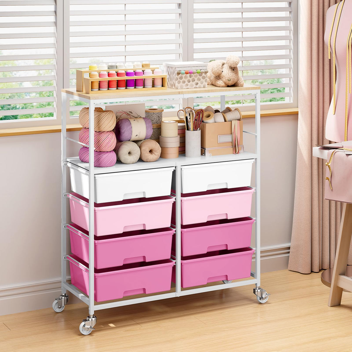 Rolling Storage Cart with 8 Drawers Y3520