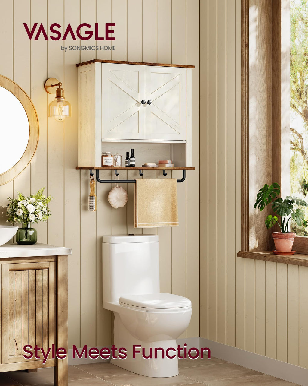 Wall-Mounted Bathroom Cabinet with Towel Bar Y2521