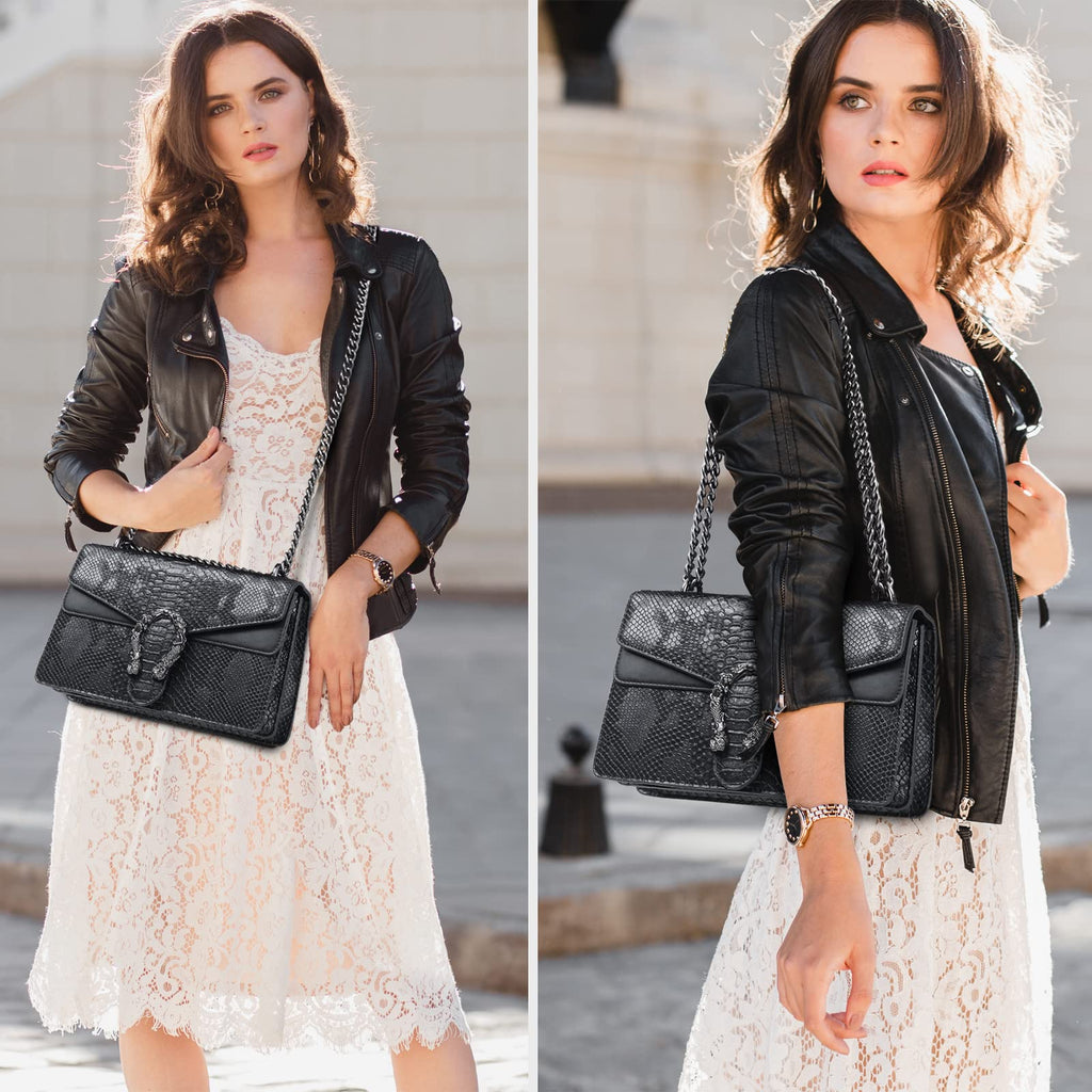 Snake Printed Leather Crossbody Bag Y126948