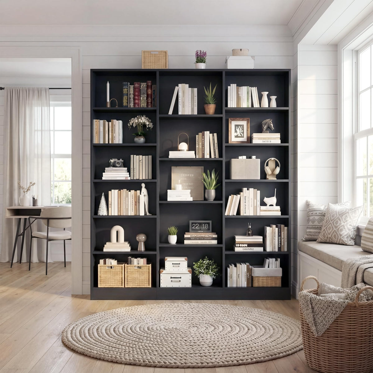 Black 6 Tier 17 Shelf Bookshelf Z9434