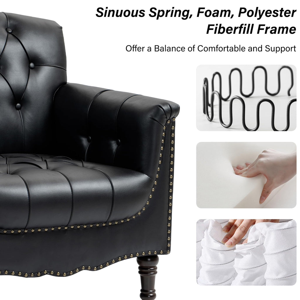 Black Faux Leather Accent Chairs Set of 2 Y1553