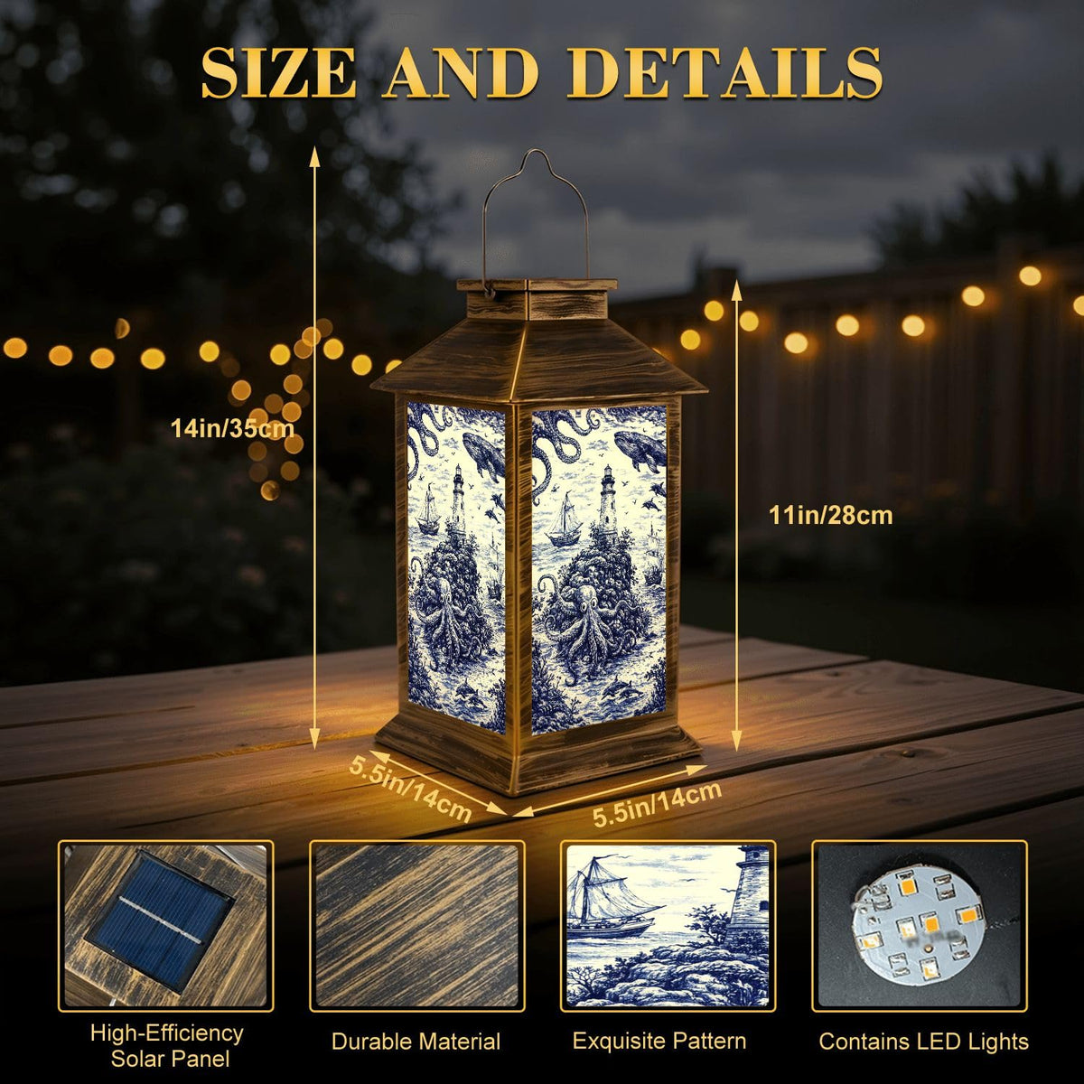 Blue Waterproof Solar Lantern W2759