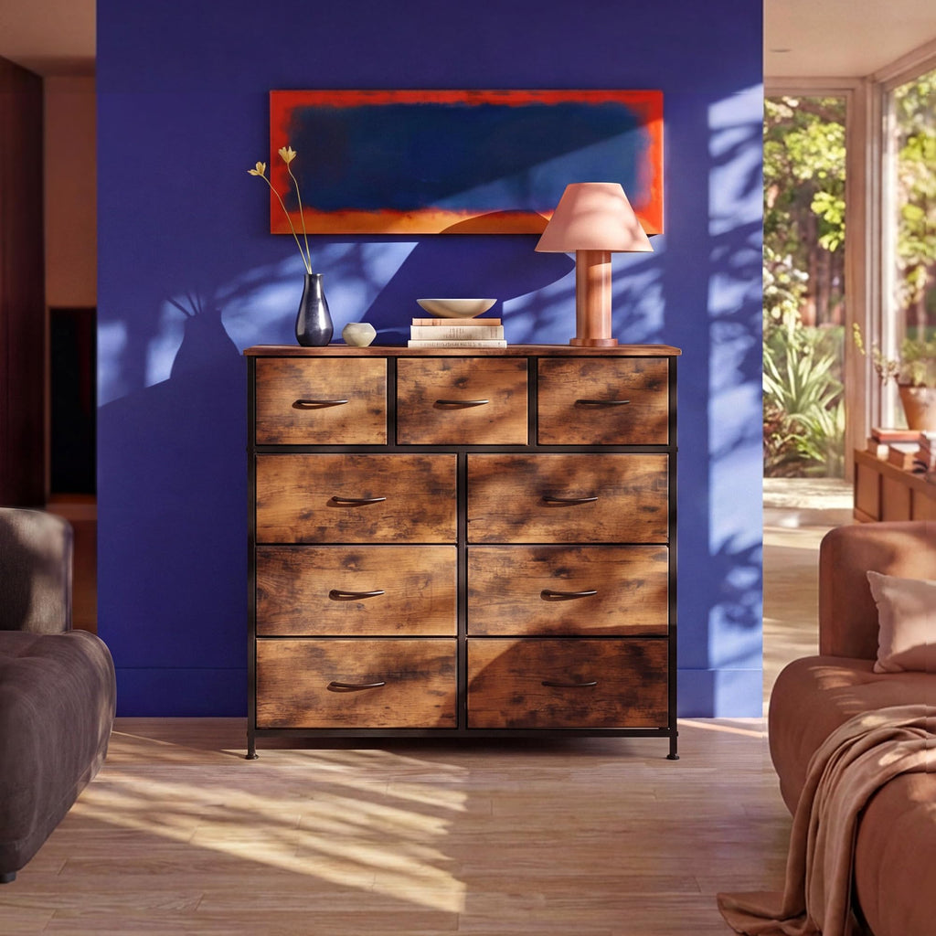 9 Drawer Rustic Brown Dresser Q990154
