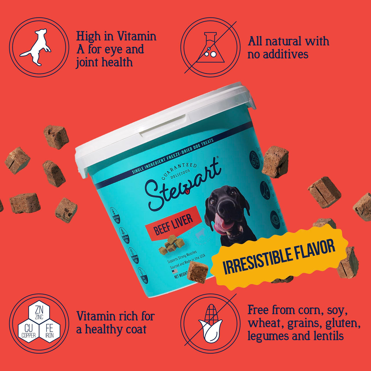 Freeze Dried Beef Liver Dog Treats 21 oz Tub I415603