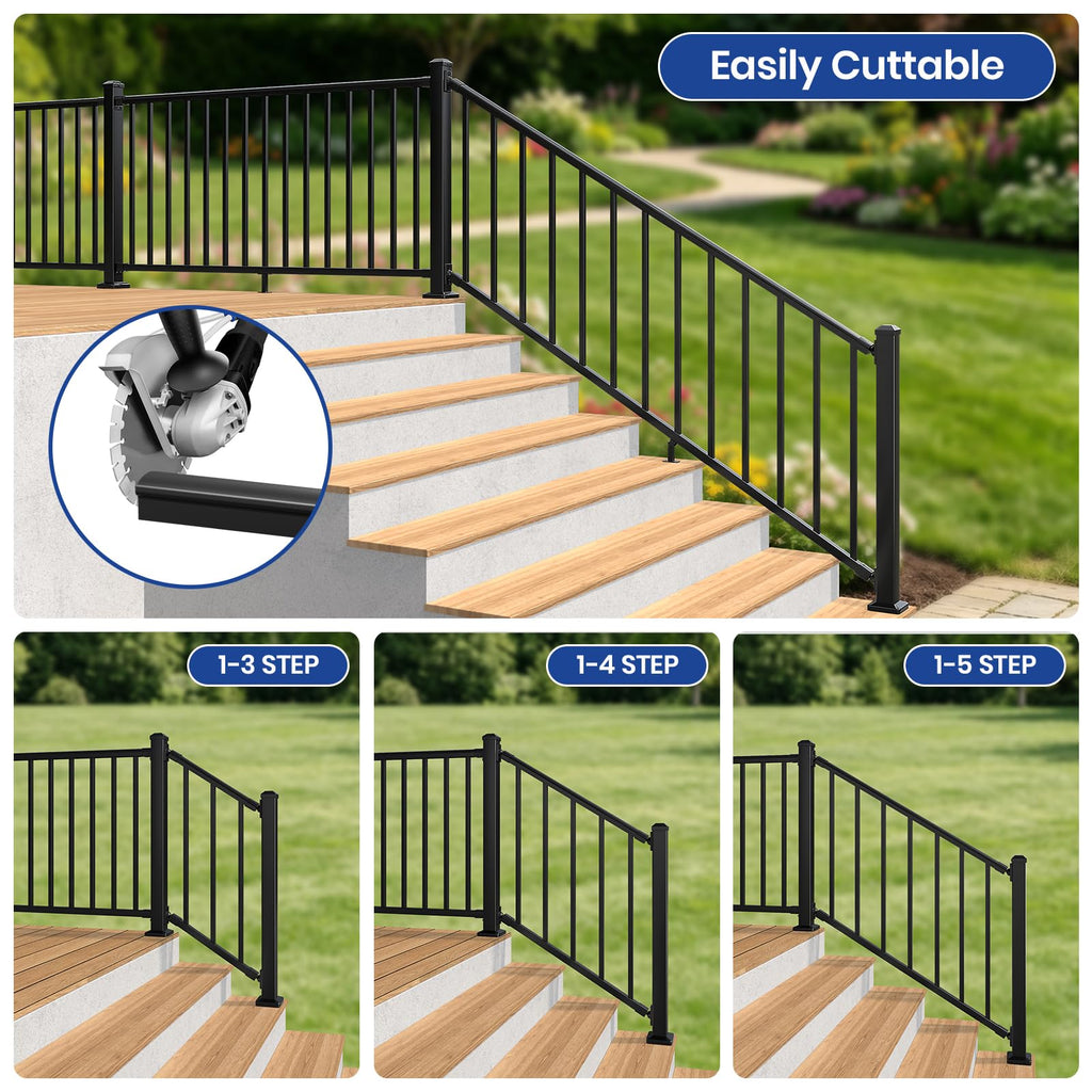 36 in. x 8 ft. Matte Black Aluminum Stair Railing Kit Y889912