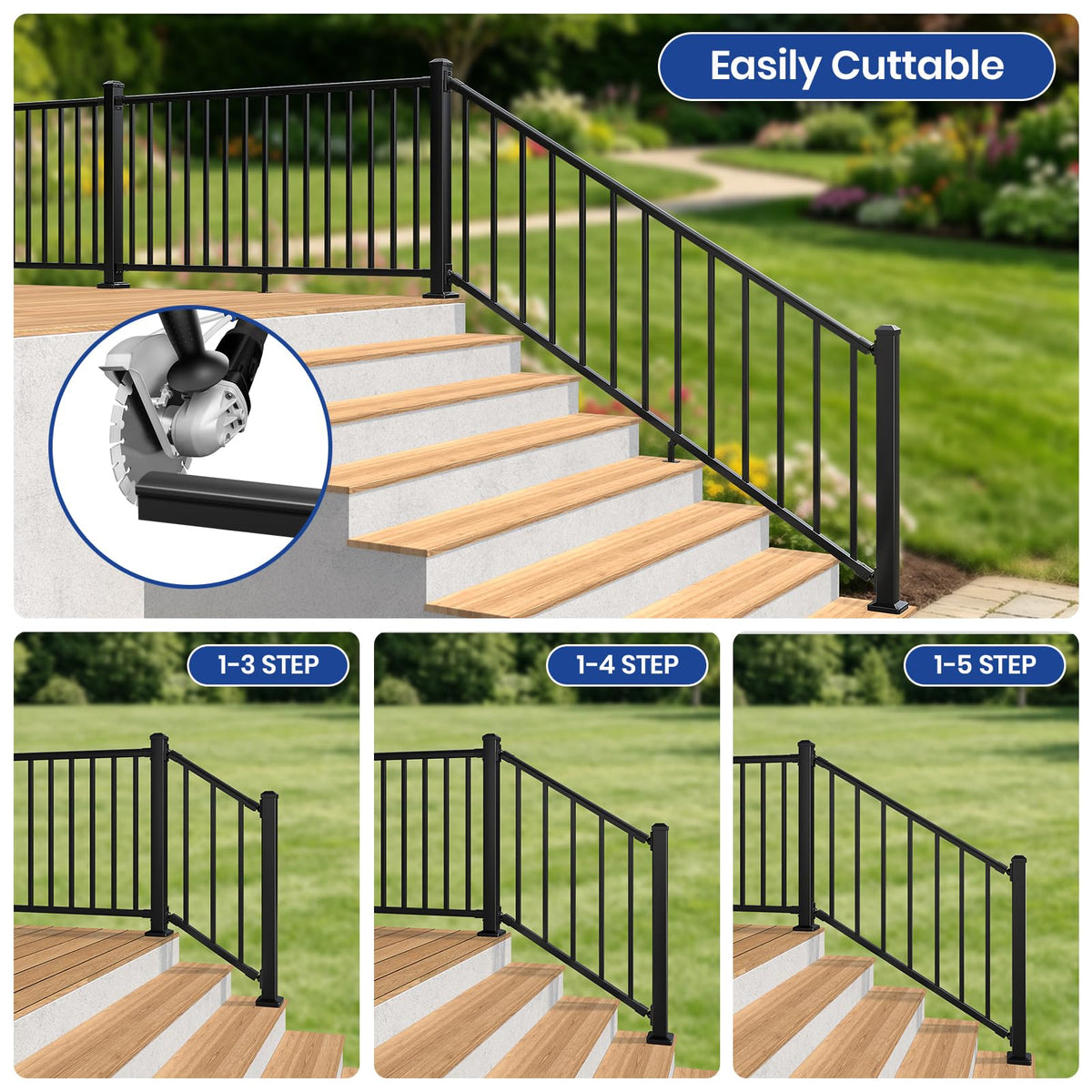 36 in. x 8 ft. Matte Black Aluminum Stair Railing Kit Y889912