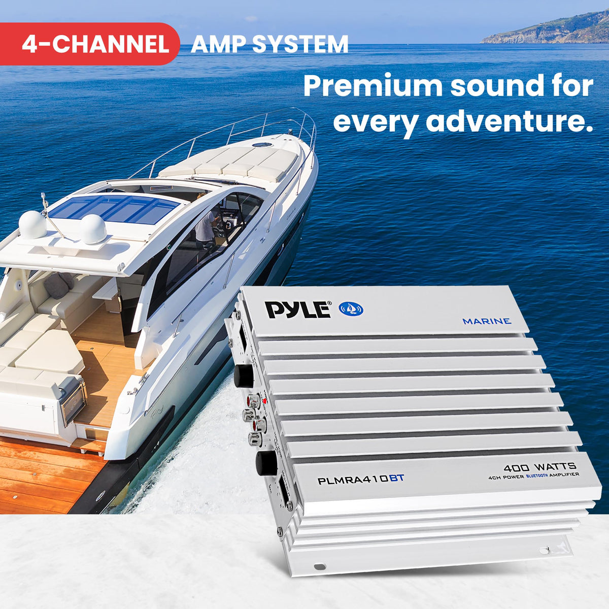 Waterproof 4 Channel 400W Bluetooth Marine Amplifier V895040