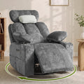 Dark Gray Swivel Rocking Recliner Chair with USB Charging U8305