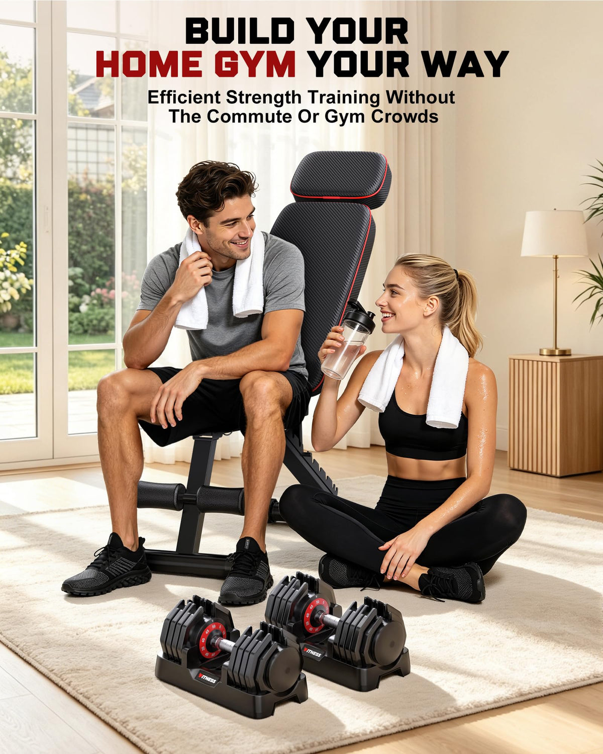 Adjustable Dumbbell Set with Workout Bench G265