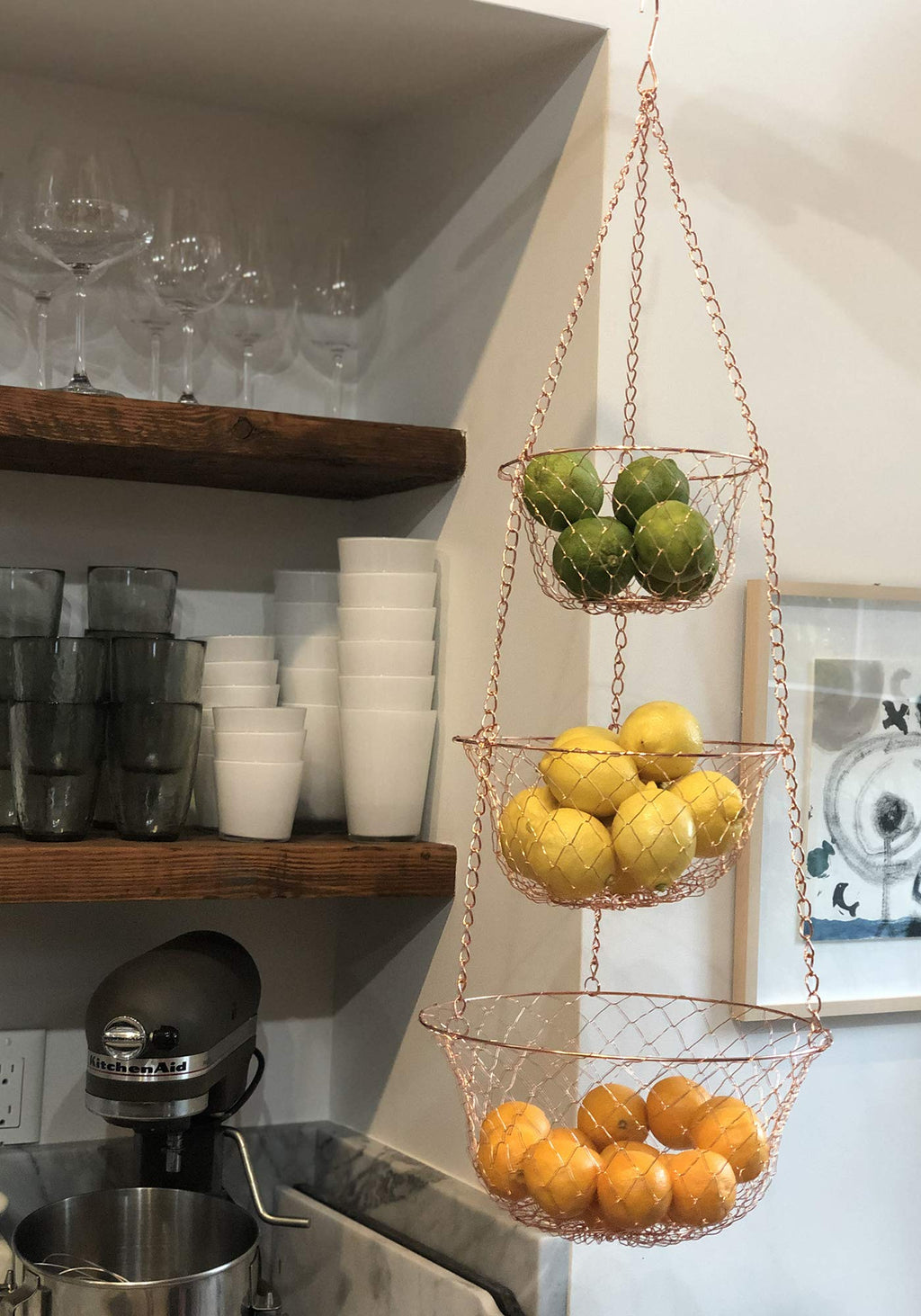 3-Tier Copper Hanging Fruit Baskets J9668