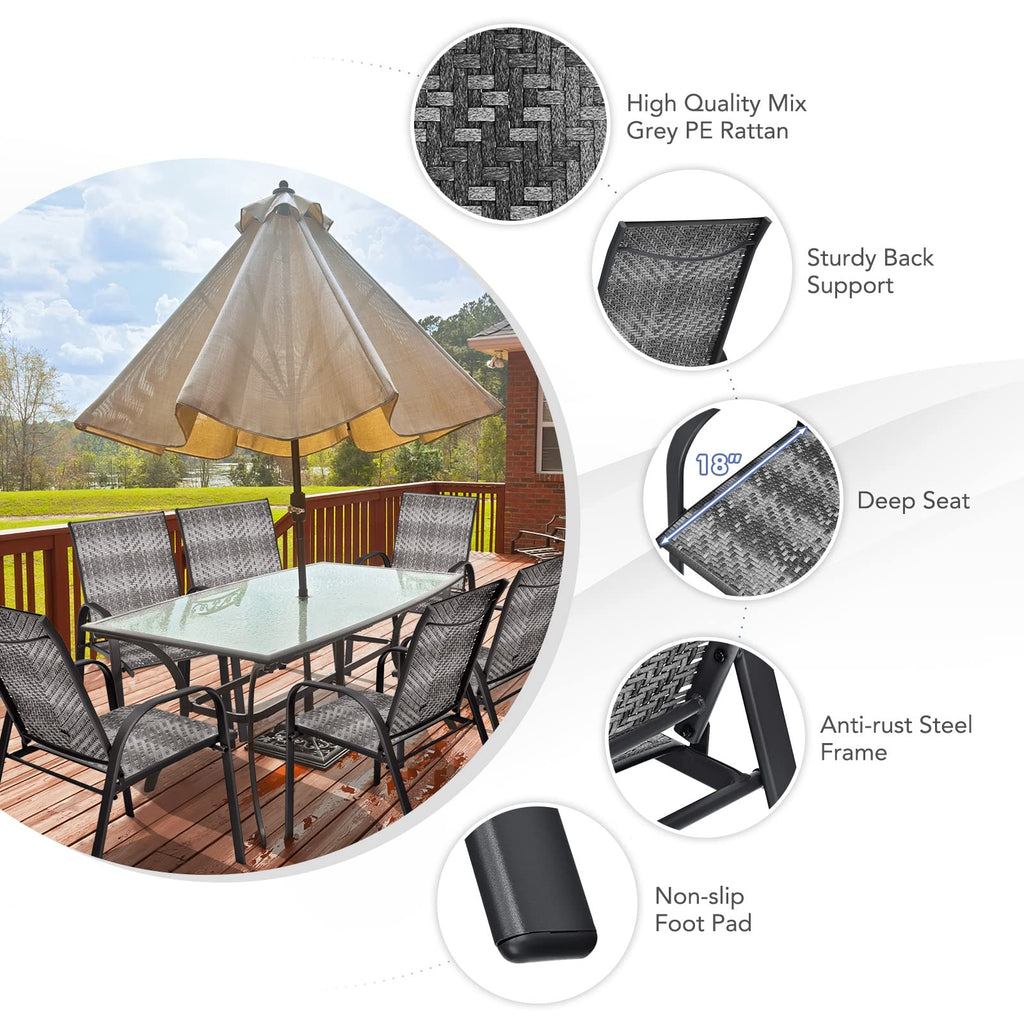 Stackable Wicker PE Rattan Patio Dining Chairs Set of 6 S93269