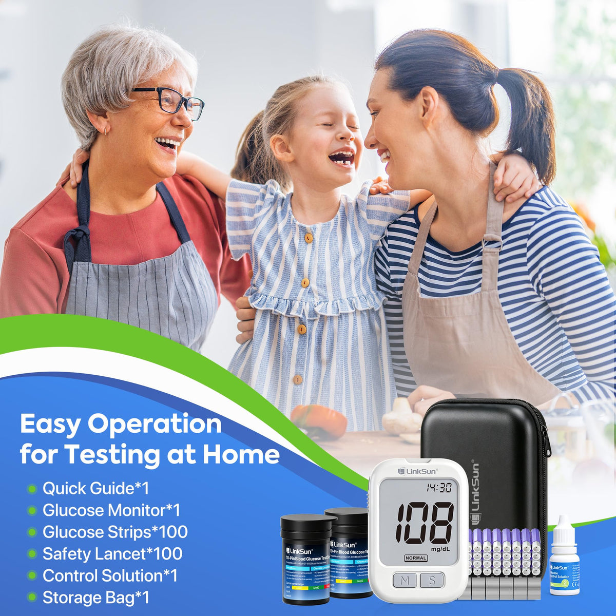 Glucose Monitor with 100 Strips & Safety Lancets N79810