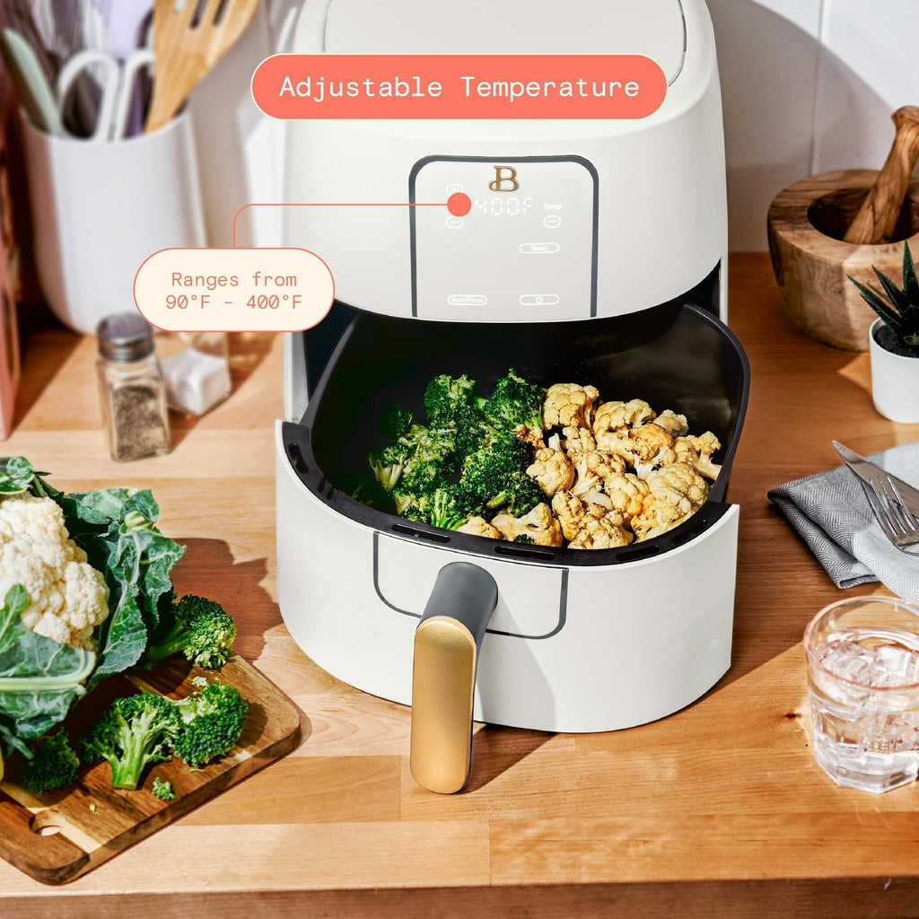 6 Quart Air Fryer with Touch-Activated Display, 4-in-1 Countertop Air Fryer 1750W, Nonstick Dishwasher Safe, White Icing Q751320