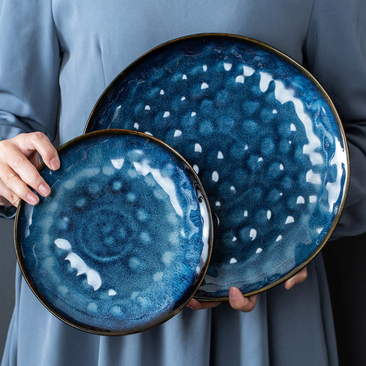 Blue 12-Piece Ceramic Stoneware Dinner Set M985