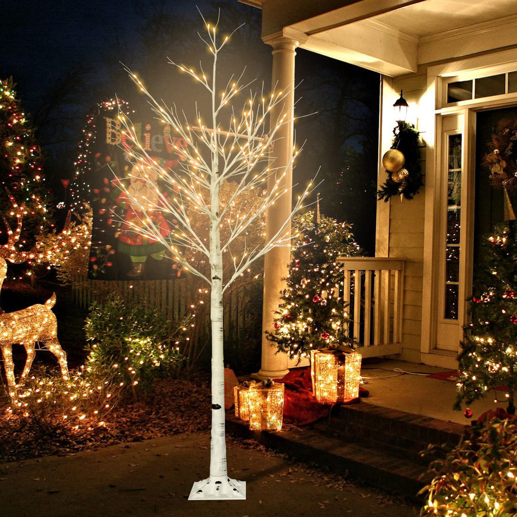 6FT Lighted Birch Tree with 160 LEDs Warm White Lights I7034