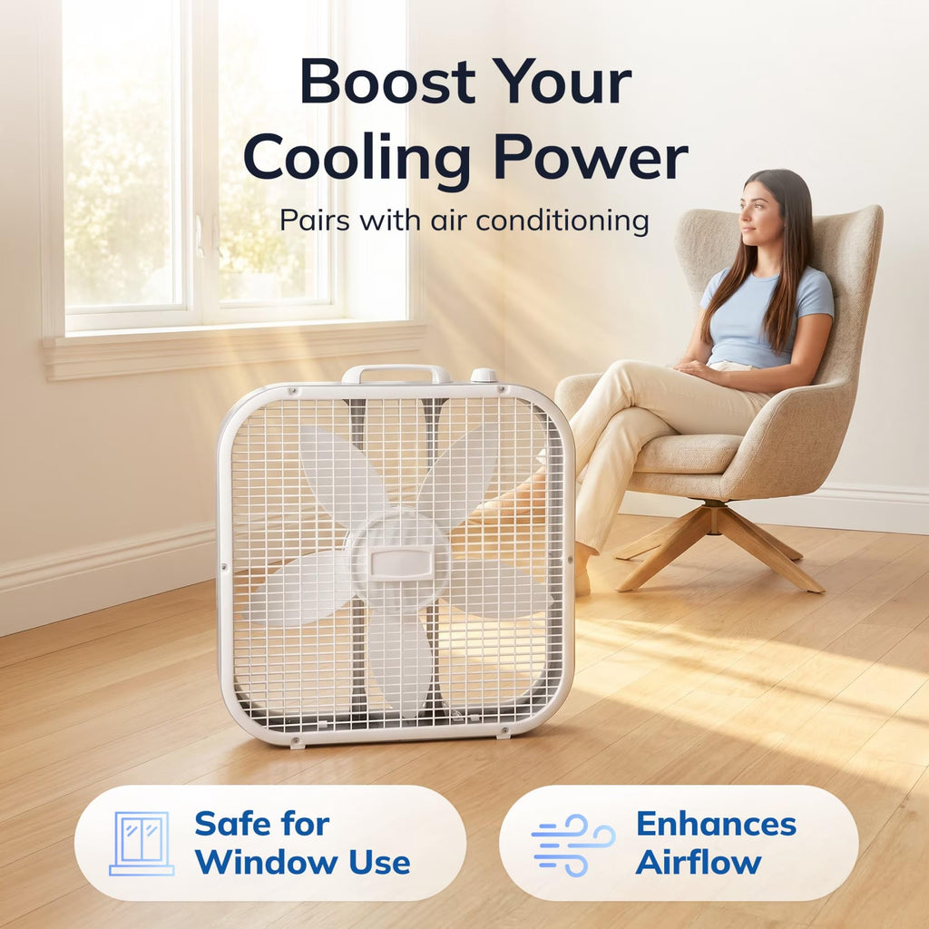 20 Inch 3-Speed Box Fan White J654588
