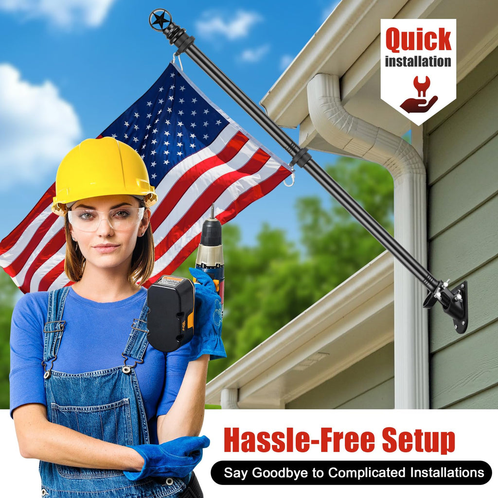 5ft Stainless Steel Flagpole with 3x5 Embroidered US Flag T9845
