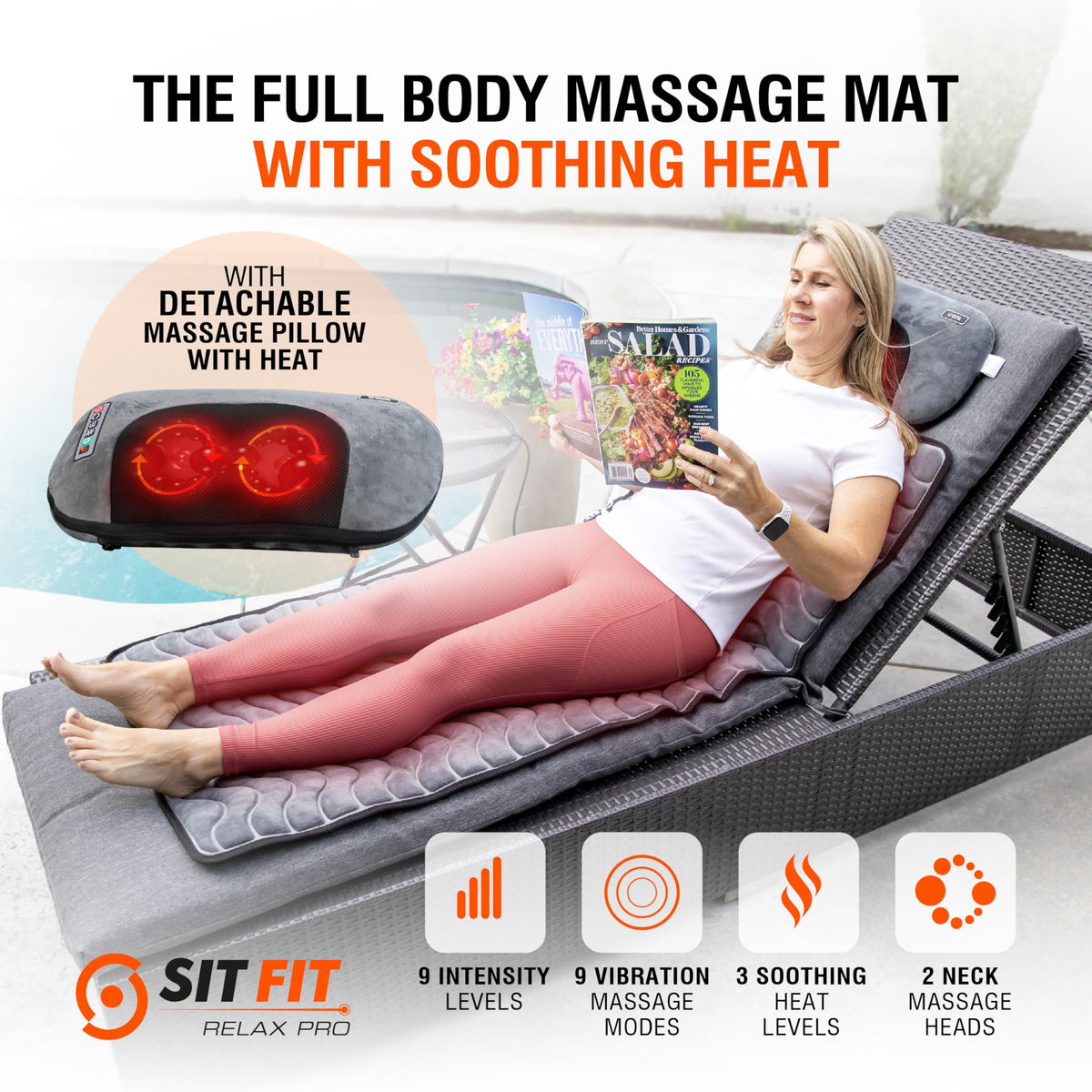Vibrating Full Body Massage Mat with Heat and Detachable Pillow M83142
