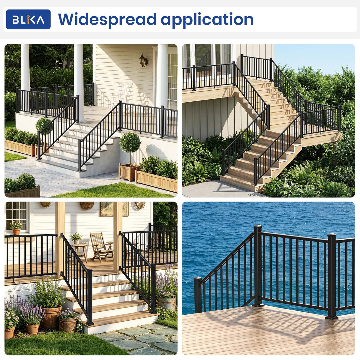 36 in. x 8 ft. Matte Black Aluminum Stair Railing Kit Y889912