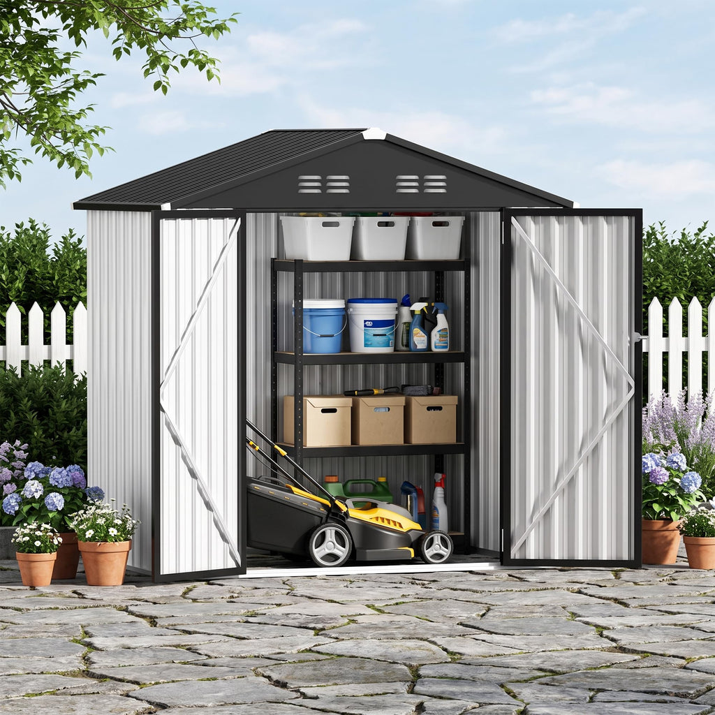 6 x 4 FT Waterproof Metal Outdoor Storage Shed V1695