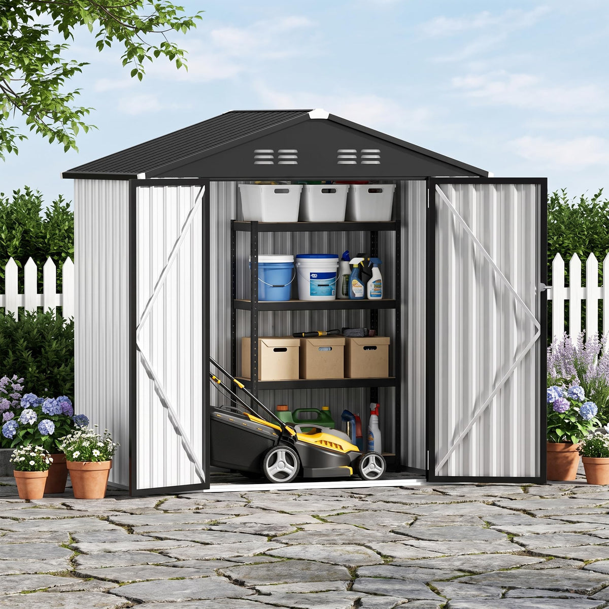 6 x 4 FT Waterproof Metal Outdoor Storage Shed V1695