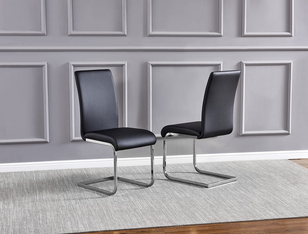 Black Faux Leather Dining Chairs Set of 2 T836