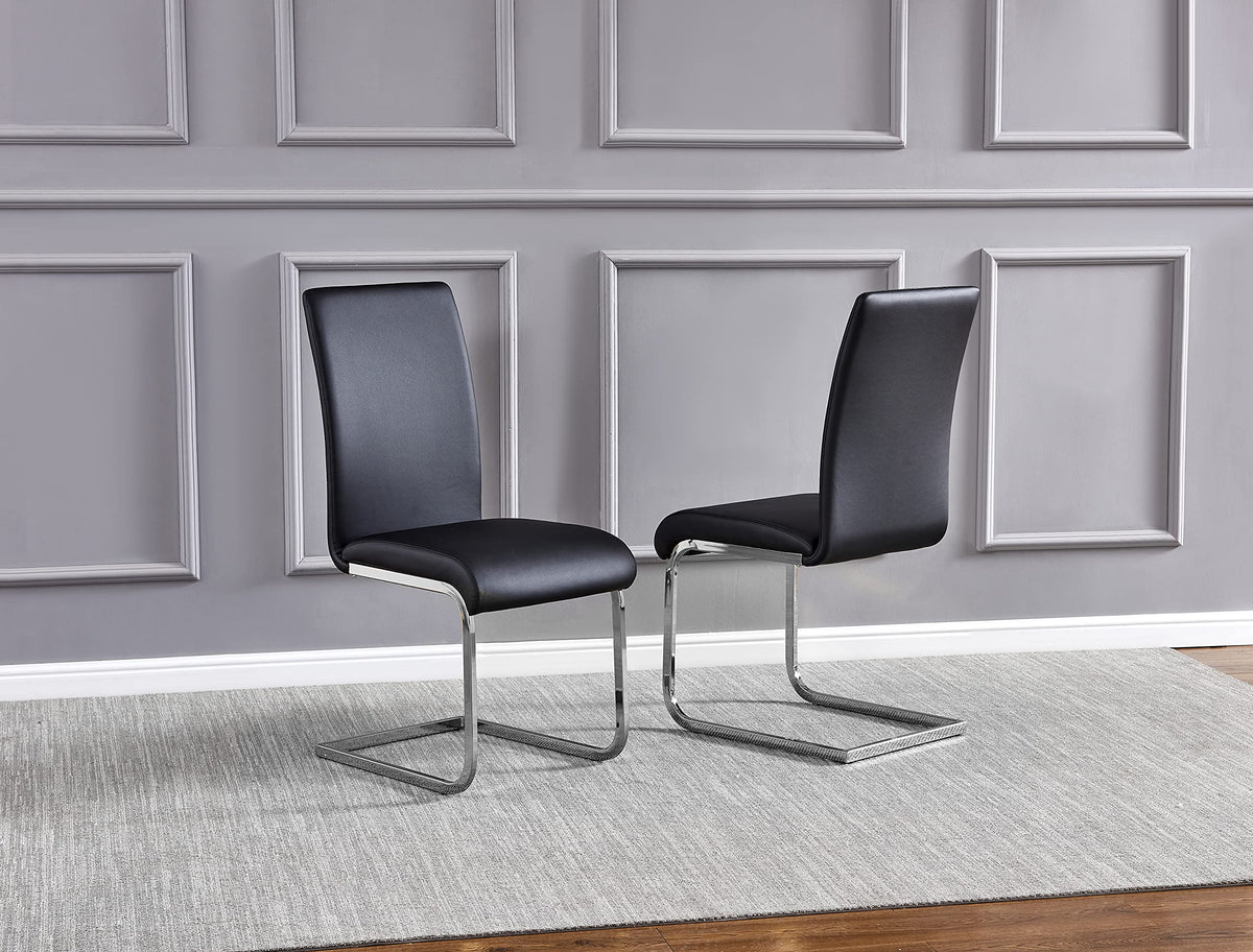 Black Faux Leather Dining Chairs Set of 2 T836