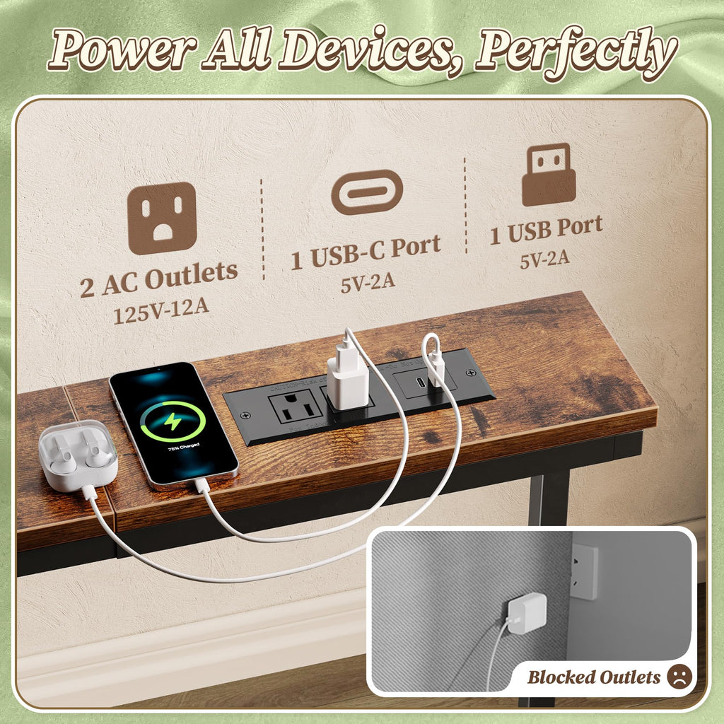 Extendable Behind Couch Table with Outlets Z16565