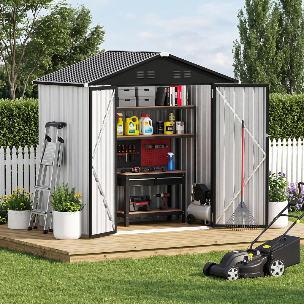 6 x 4 FT Waterproof Metal Outdoor Storage Shed V1695