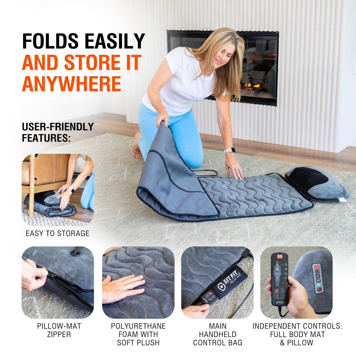 Vibrating Full Body Massage Mat with Heat and Detachable Pillow M83142