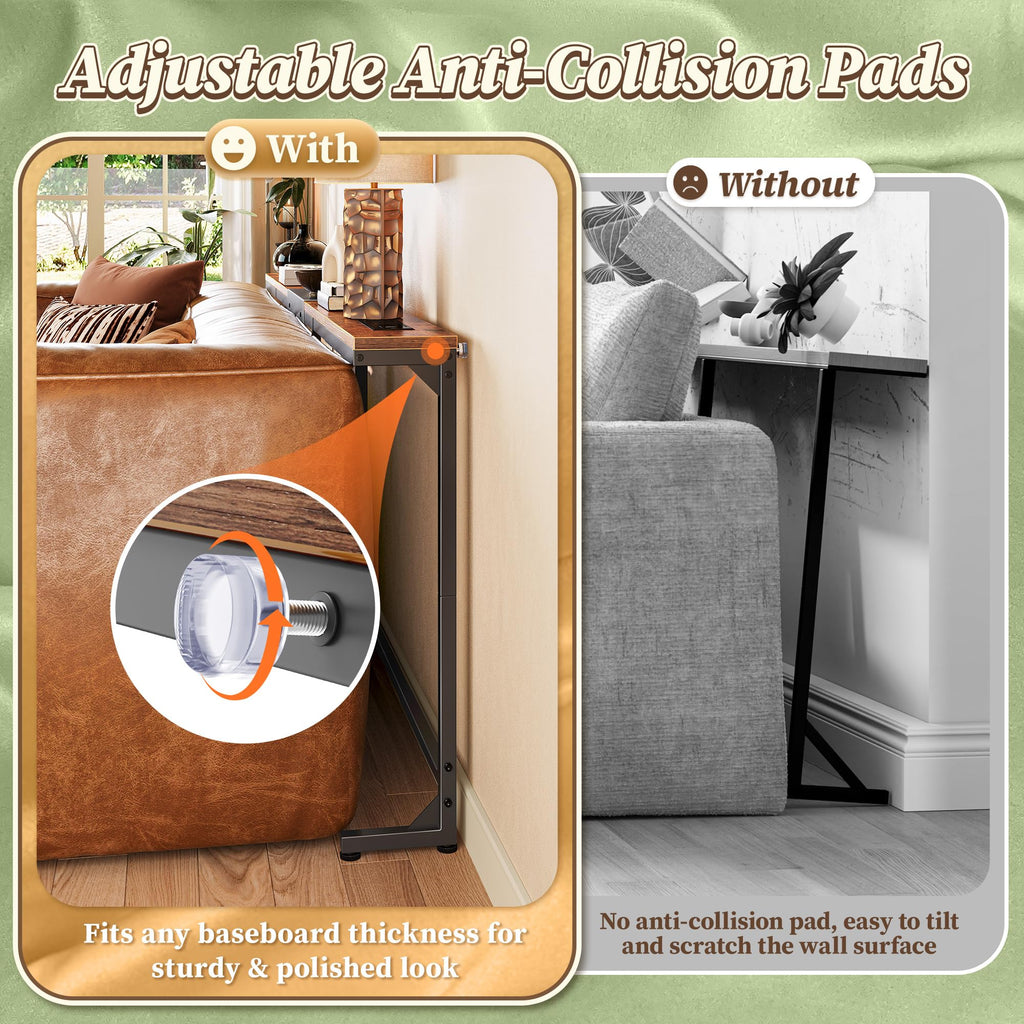 Extendable Behind Couch Table with Outlets Z16565