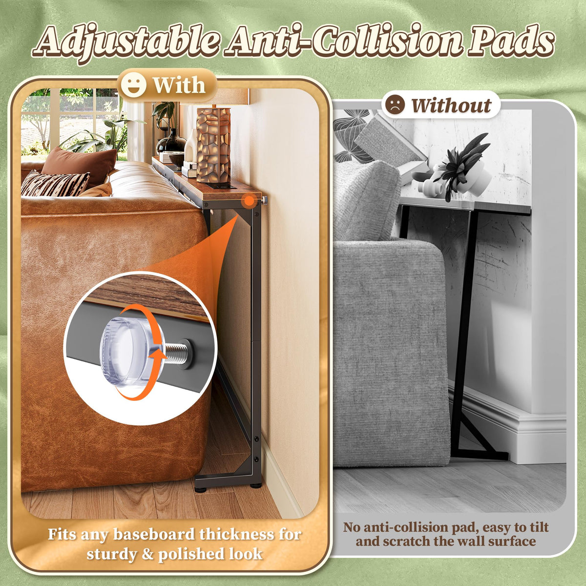 Extendable Behind Couch Table with Outlets Z16565